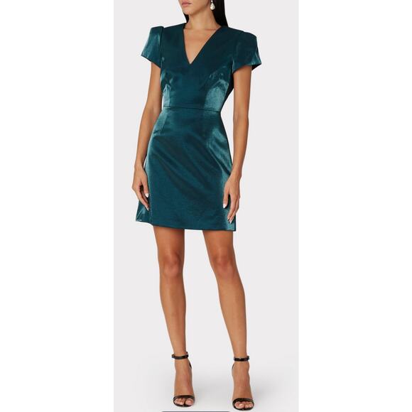 MILLY EMERALD GREEN ATALIE GLAZED SHEATH MINI DRESS - Picture 1 of 7